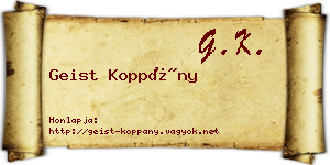 Geist Koppány névjegykártya